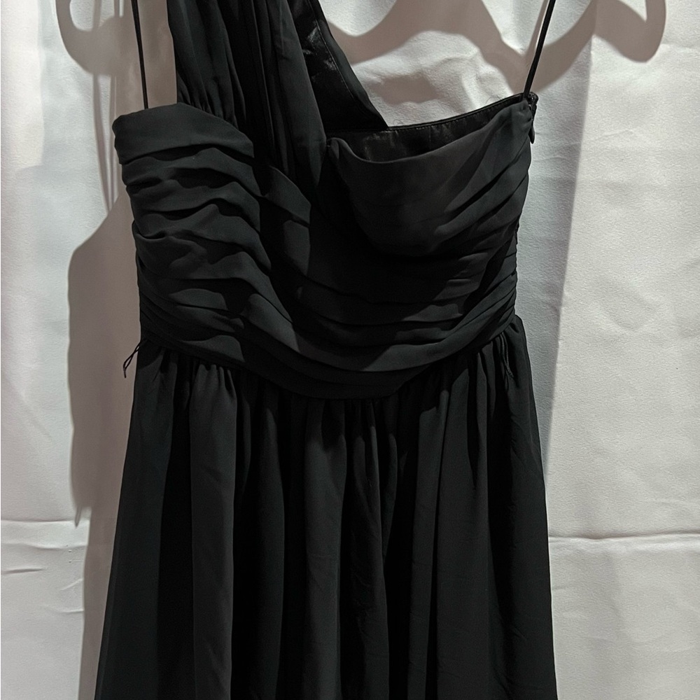 Express Black One-Shoulder Ruched Evening Dress